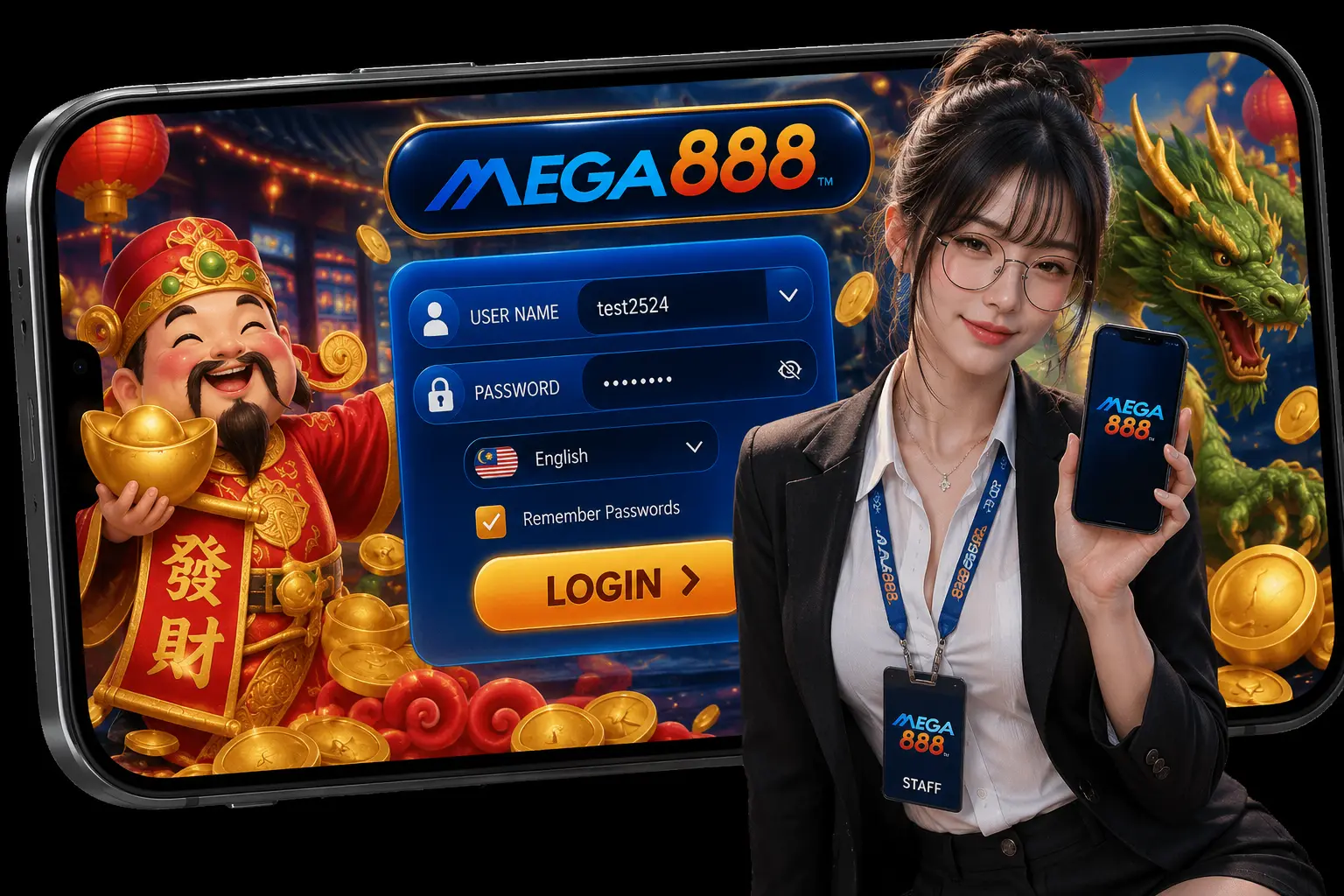 MEGA888 login on Android