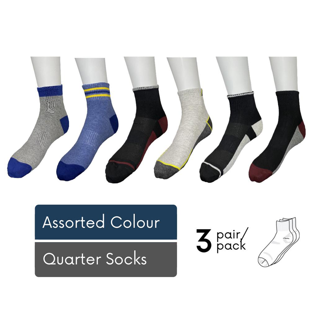 Men Quarter Socks 3-pack