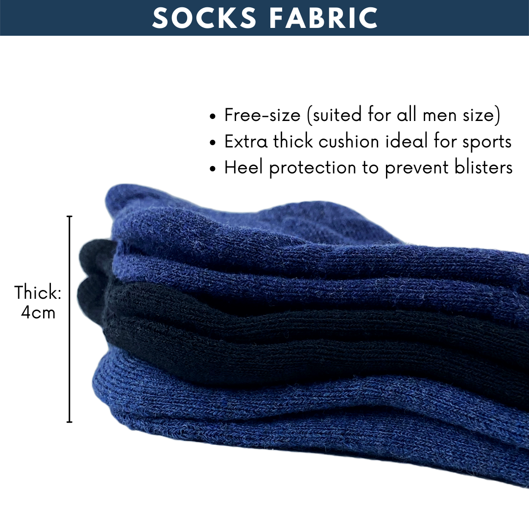 Men Sports Socks Extra Thick Cushion 3-pack
