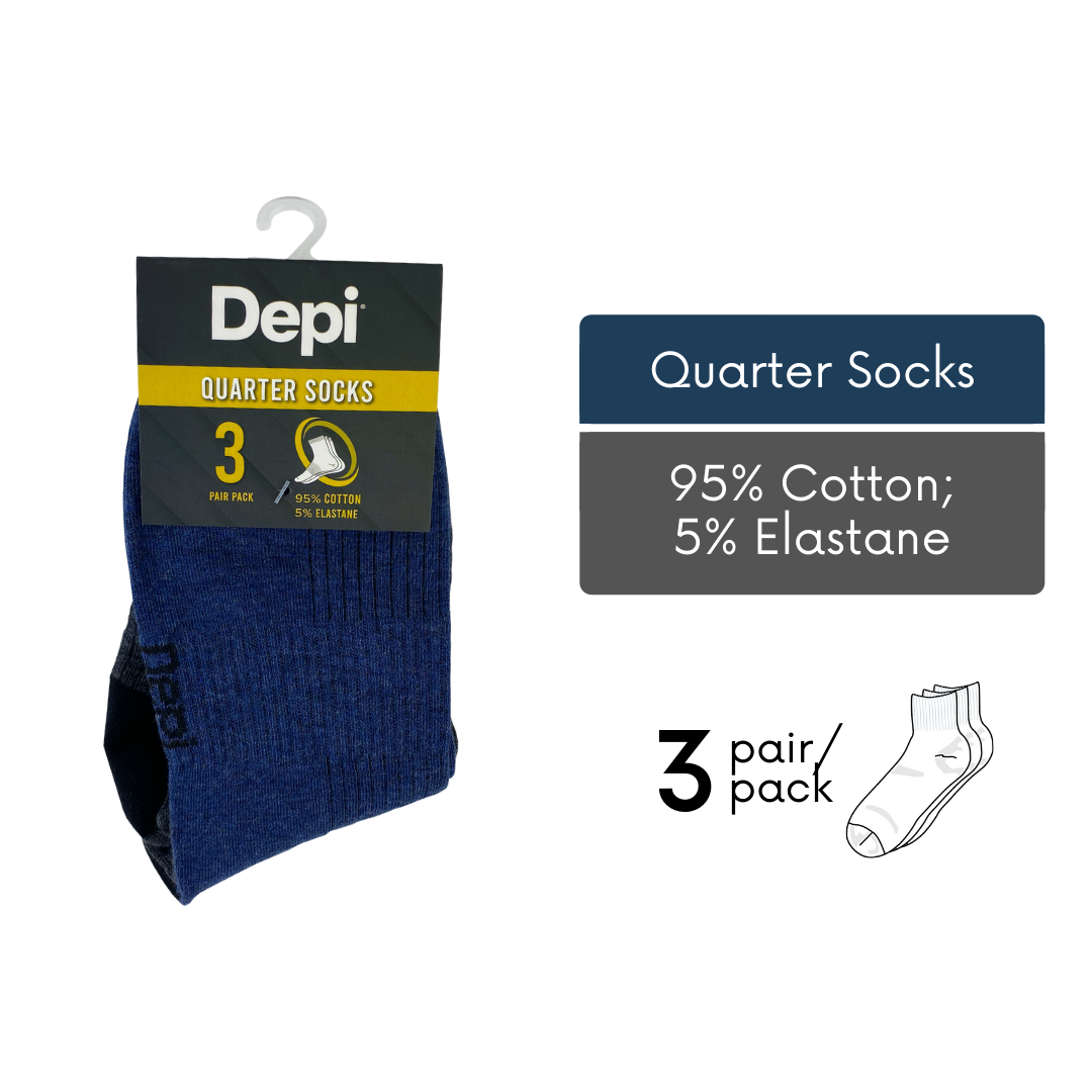 Men Quarter Socks 3-pack