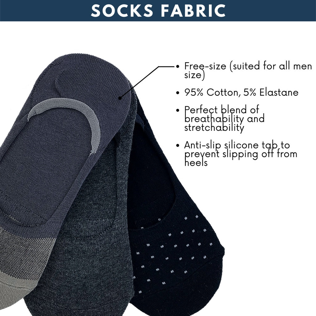 Men Invisible Socks 3-pack