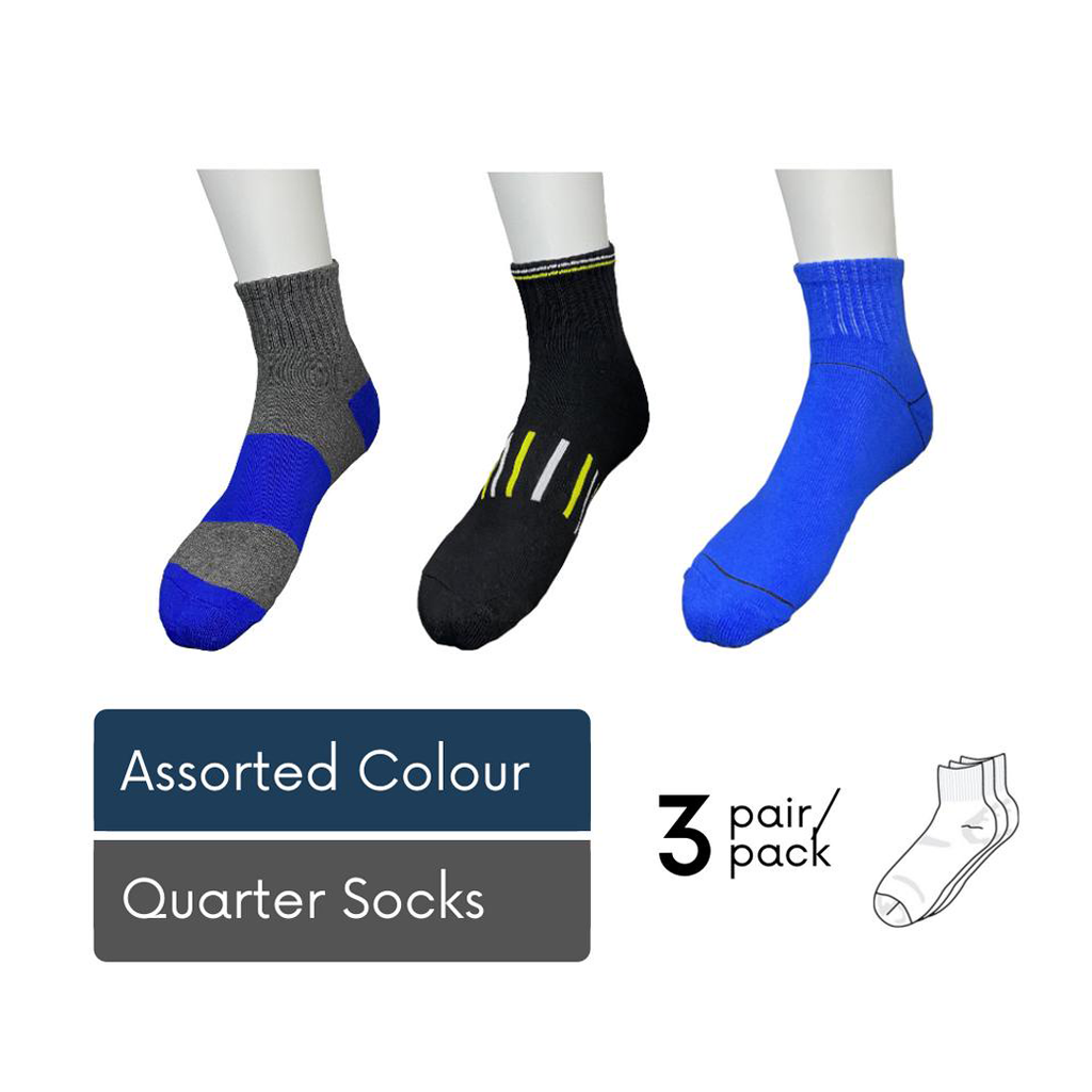 Men Casual Quarter Socks 3-pack