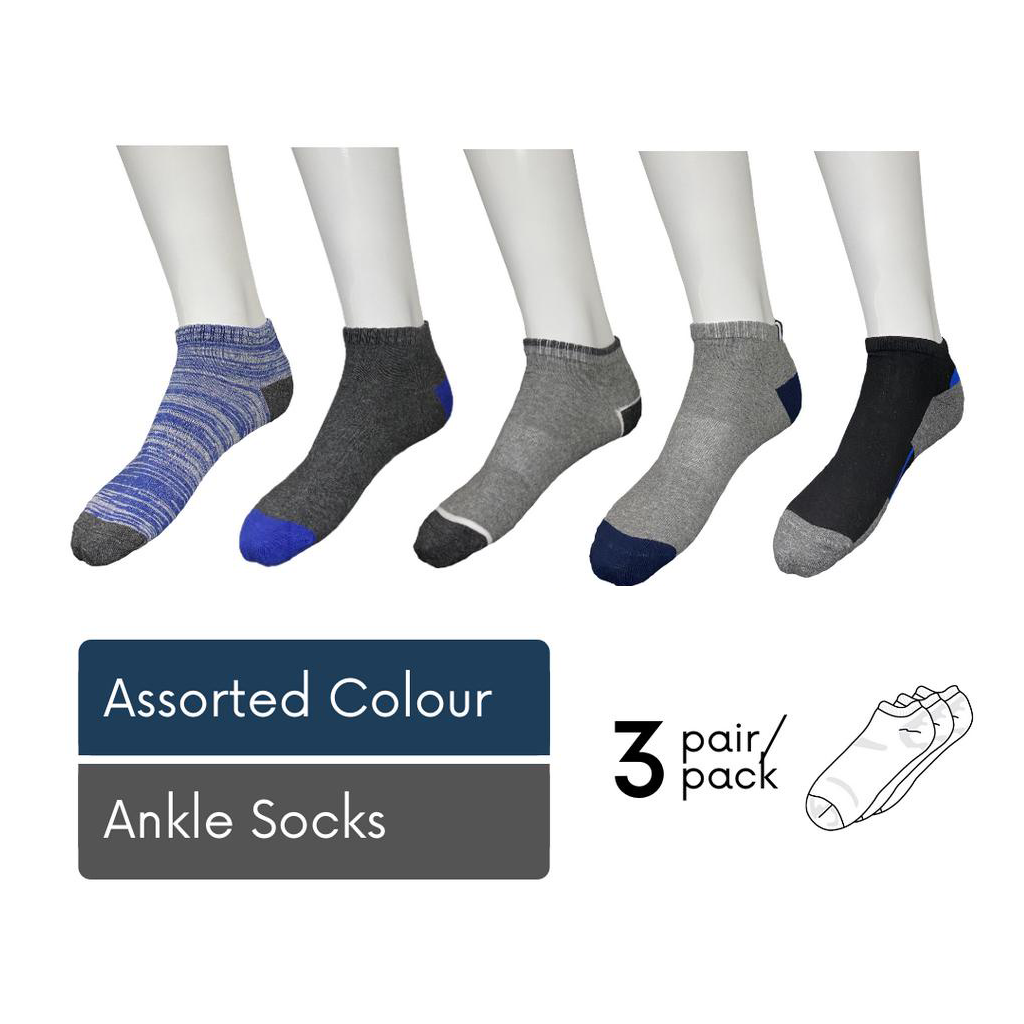 Men Casual Ankle Socks 3-pack